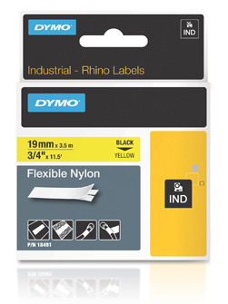 DYMO, CONSUMABLES, INDUSTRIAL FLEXIBLE NYLON LABELS FOR USE IN RHINO LABEL PRINTERS, 3/4